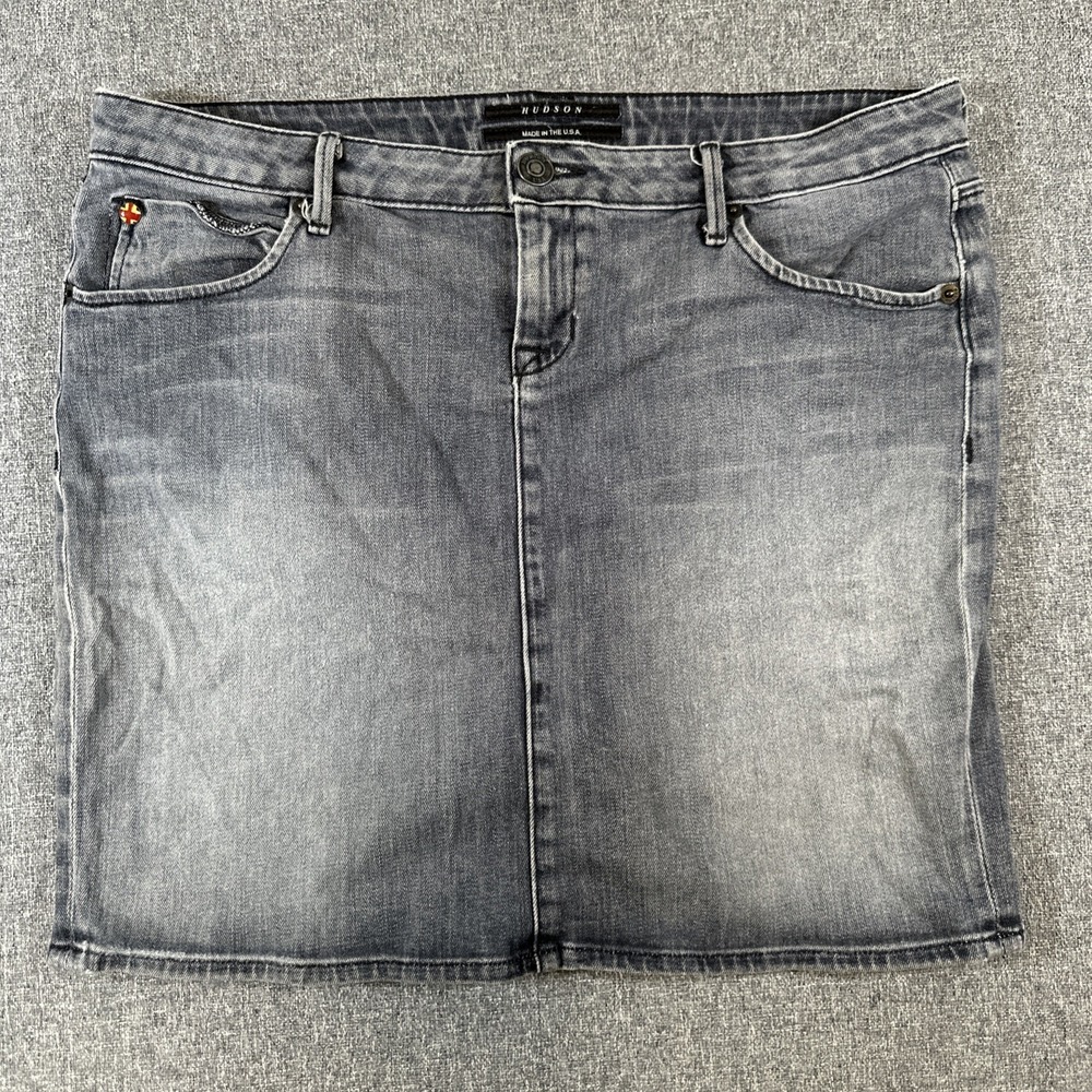 Hudson Made In USA Denim‎ Mini Skirt Women's Size 32 Gray Stretch Designer